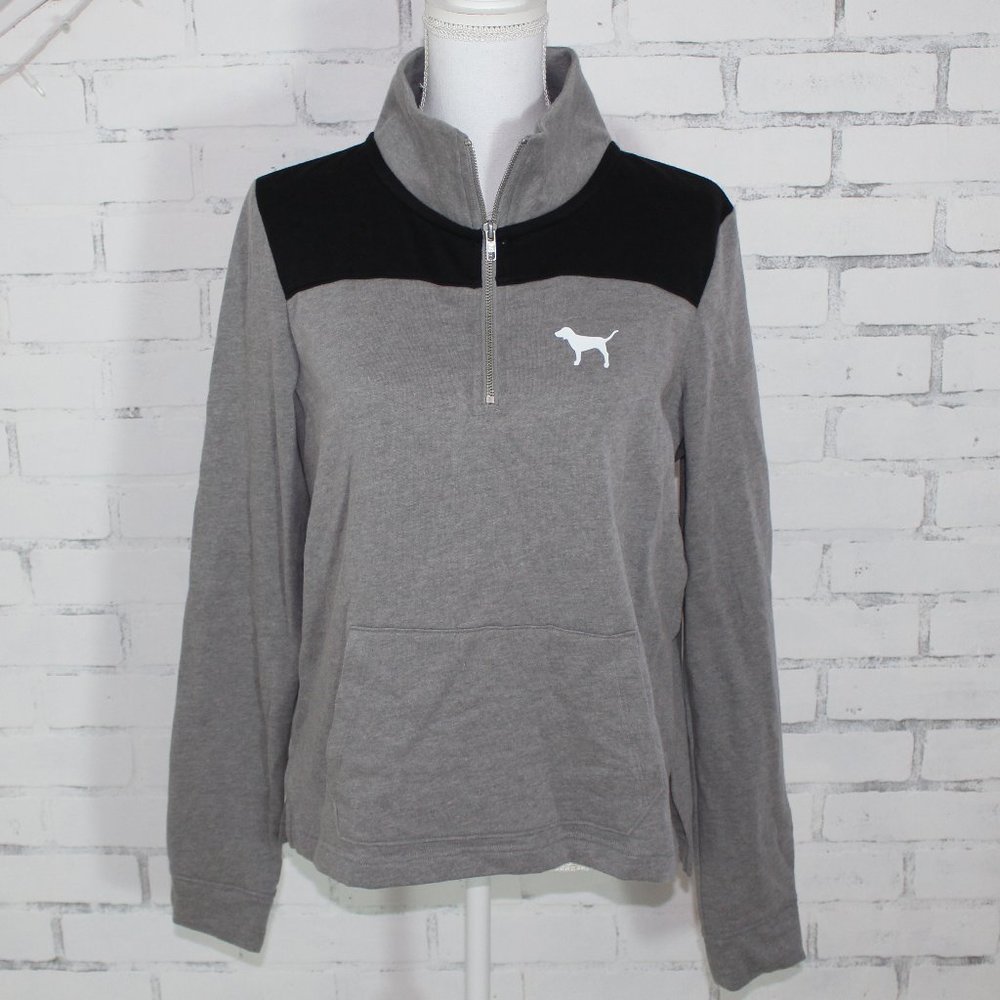 Victoria's Secret Pink Zip Up Gray Sweatshirt - Picture 2 of 4